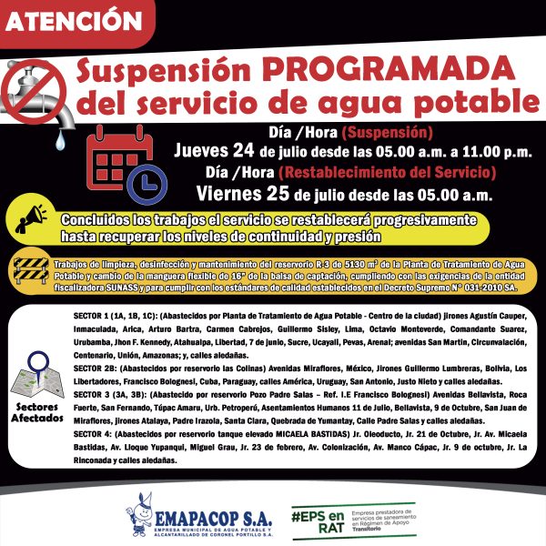 SUSPENSION DE EMERGENCIA DEL SERVICIO DE AGUA POTABLE