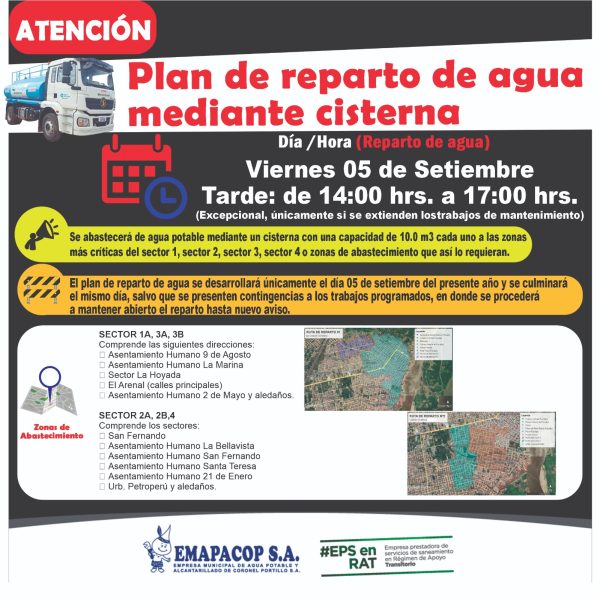 PLAN DE REPARTO DE AGUA MEDIANTE CISTERNA
